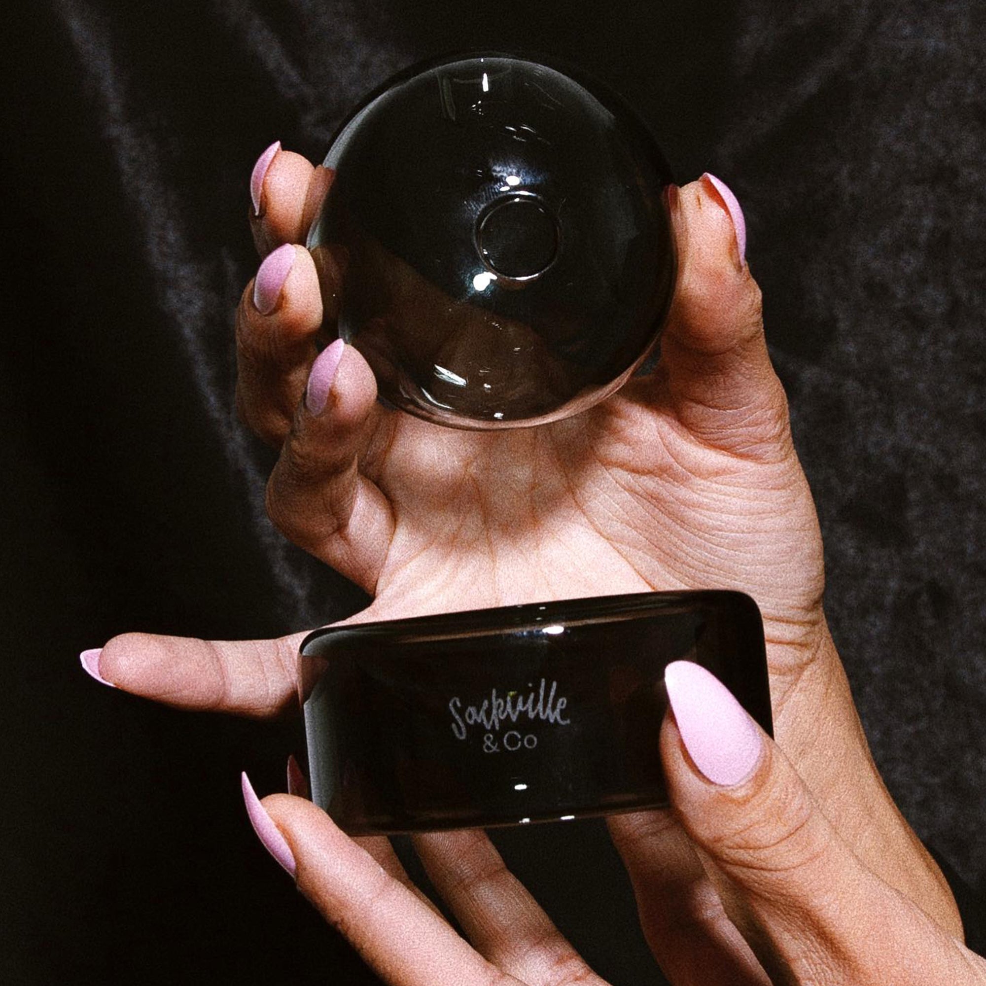 Crystal Ball Glass Vessel - Black