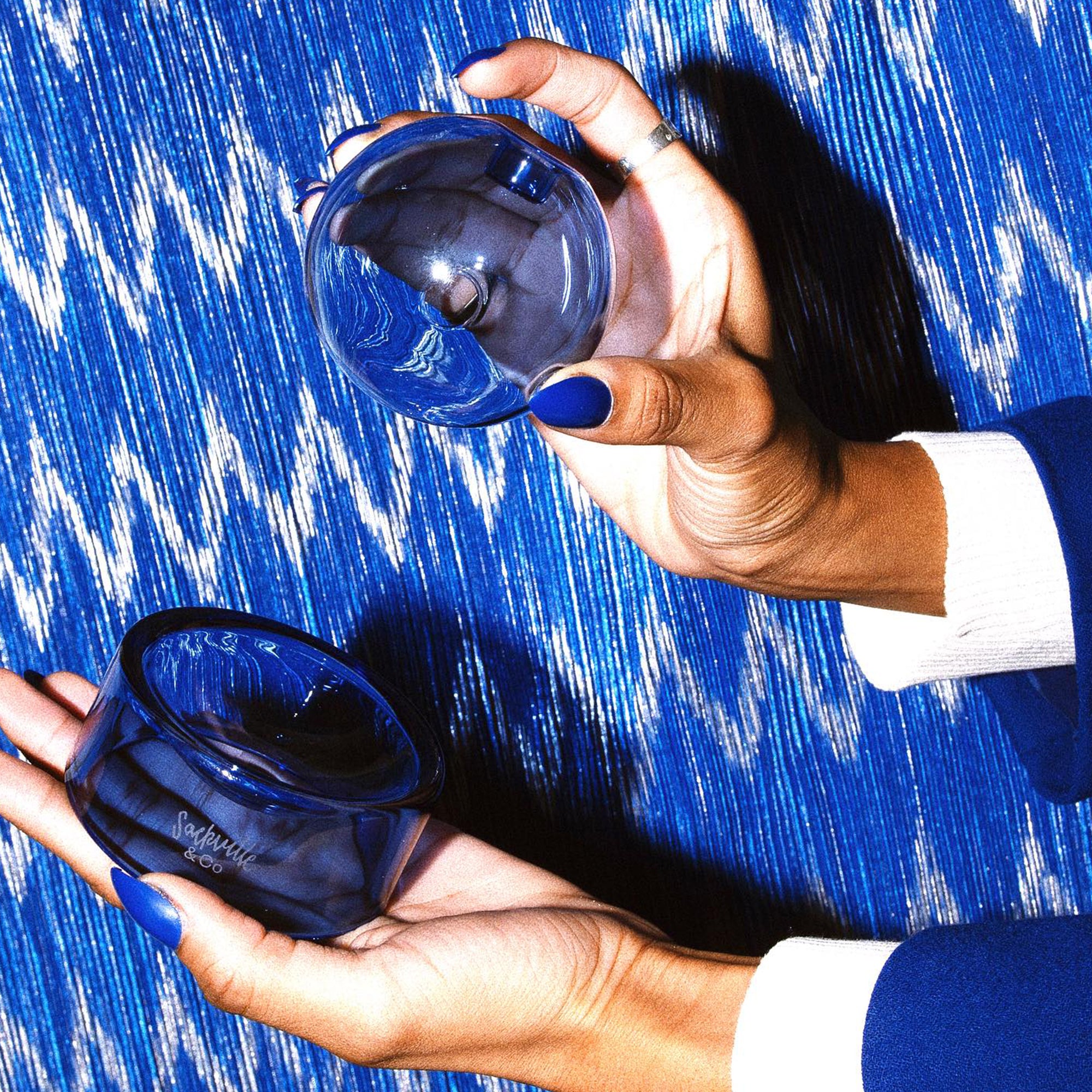 Crystal Ball Glass Vessel - Blue
